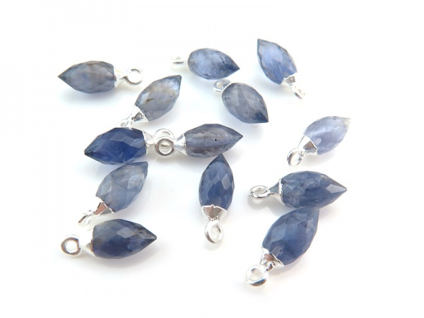 Sterling Silver Iolite Marquise Charm 13mm