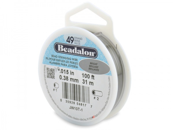 Beadalon 49 Strand Stringing Wire 0.015'' (0.38mm) - Bright - 100 ft