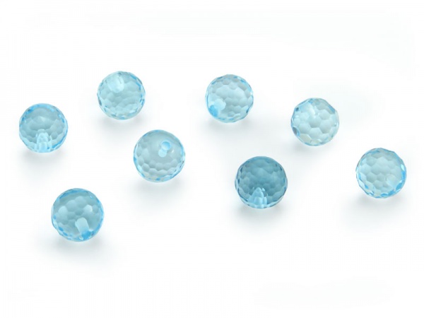 Sky Blue Topaz Micro-Faceted Round Ball 6mm ~ Half Drilled ~ SINGLE