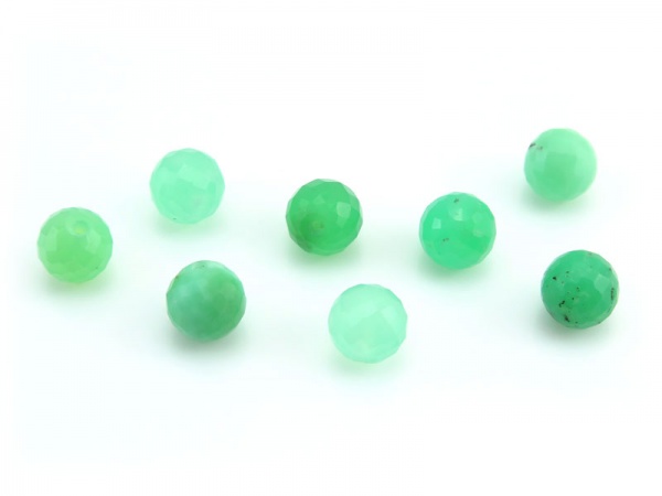 Chrysoprase Micro-Faceted Round Ball 6mm ~ Half Drilled ~ SINGLE