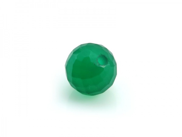 Green Onyx Micro-Faceted Round Ball 6mm ~ Half Drilled ~ SINGLE