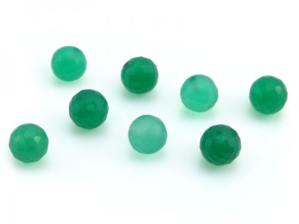 Green Onyx Micro-Faceted Round Ball 6mm ~ Half Drilled ~ SINGLE