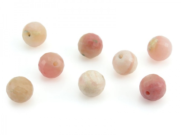 Pink Opal Micro-Faceted Round Ball 6mm ~ Half Drilled ~ SINGLE