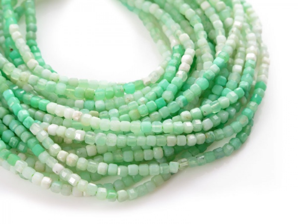 AA Chrysoprase Faceted Cube Beads 2.5mm ~ 15.5'' Strand