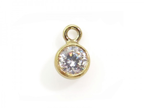 Cubic Zirconia Gold Filled Charm ~ Brilliant White ~ 5.5mm