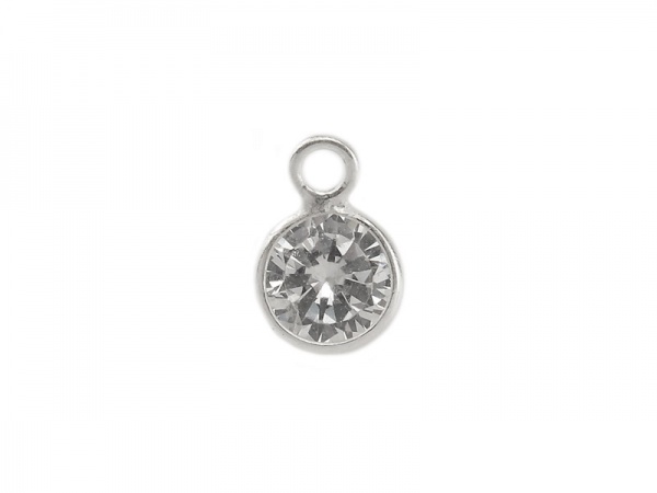 Cubic Zirconia Sterling Silver Charm ~ Brilliant White ~ 6.75mm