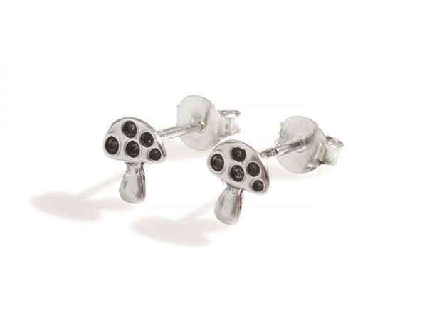 Sterling Silver Mushroom Ear Studs  ~ PAIR