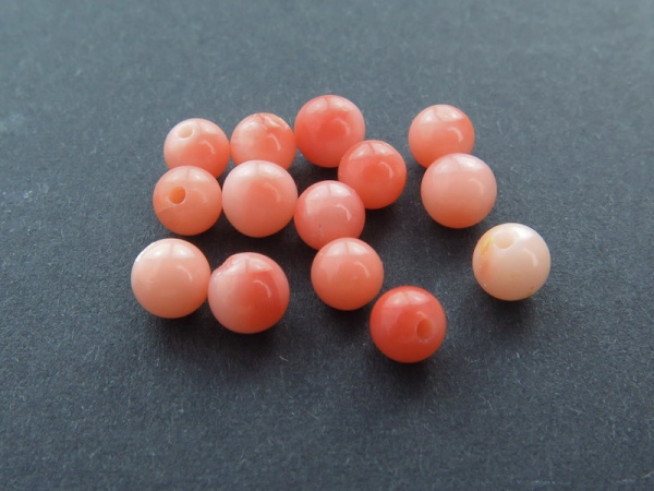 Pink Coral Round Bead ~ Half Drilled ~ Various Sizes