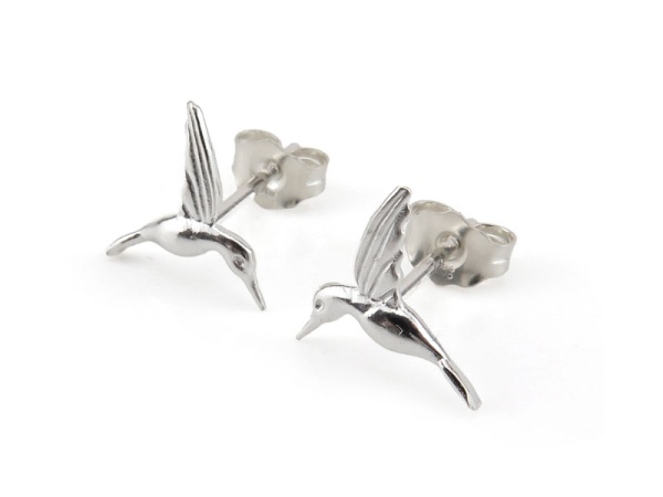 Sterling Silver Hummingbird Ear Studs ~ PAIR
