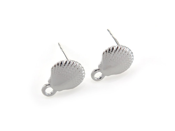 Sterling Silver Shell Ear Studs ~ PAIR