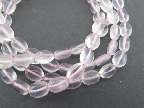 AAA Rose Quartz Smooth Oval Beads 6.75-8.25mm ~ 10'' Strand