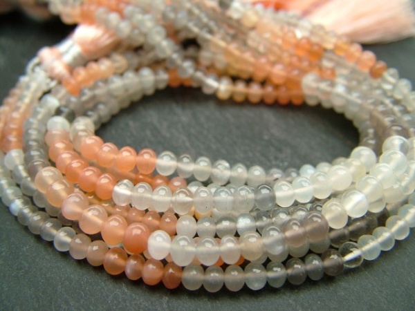 AAA Multi Moonstone Smooth Rondelles ~ Various Sizes ~ 8.5'' Strand