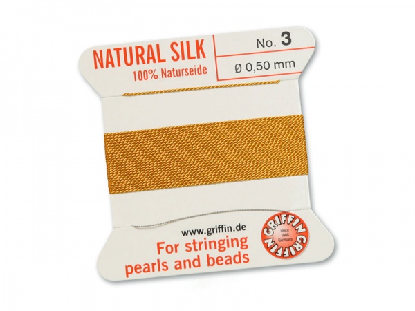 Griffin Silk Beading Thread & Needle ~ Size 3 ~ Amber
