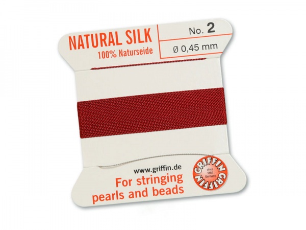 Griffin Silk Beading Thread & Needle ~ Size 2 ~ Garnet