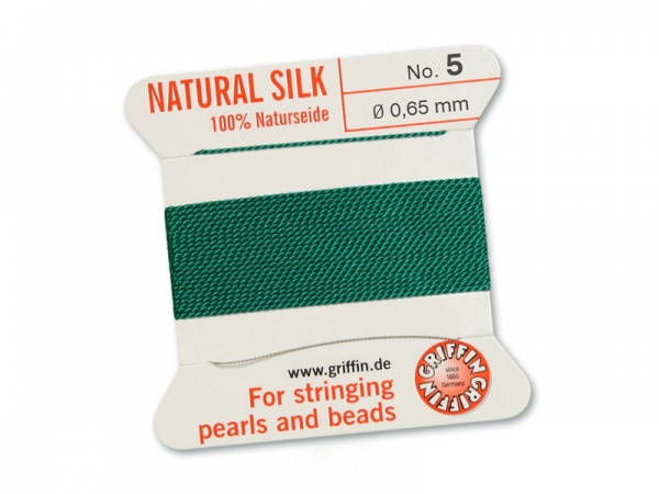 Griffin Silk Beading Thread & Needle ~ Size 5 ~ Green