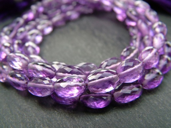 AAA Amethyst Micro-Faceted Oval Beads 8-10mm ~ 8.5'' Strand