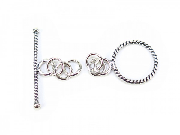 Sterling Silver Toggle and Bar Clasp (Twisted) 12.5mm