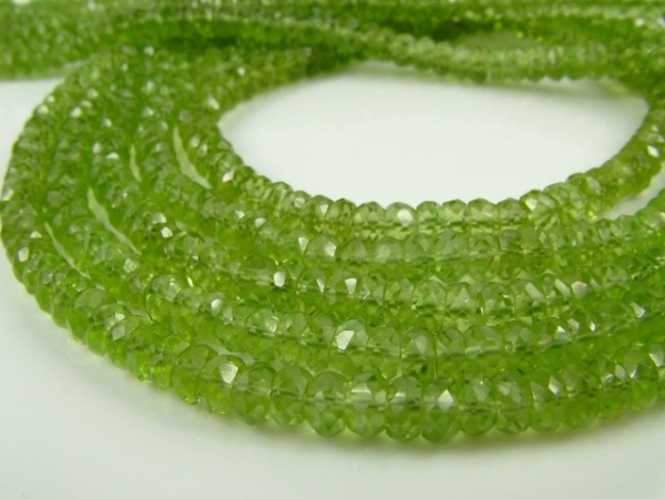 AA Peridot Micro-Faceted Rondelles 4.5mm ~ 13'' Strand