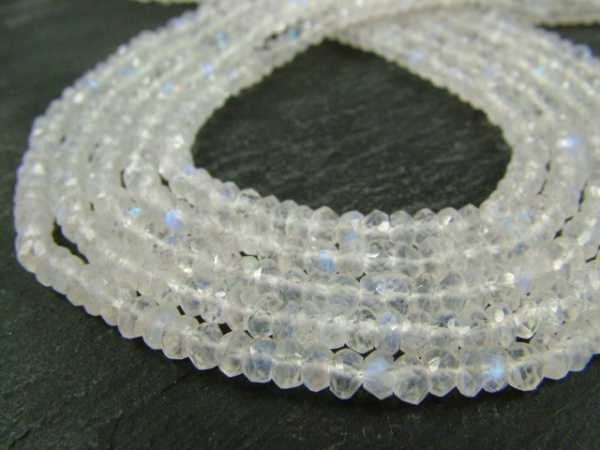 Rainbow Moonstone Faceted Rondelles 3.25-3.5mm ~ 15'' Strand