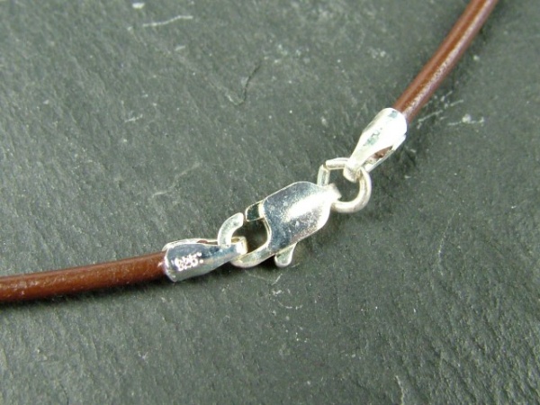 Brown Leather (1.5mm) Necklace with Sterling Silver Trigger Clasp ~ 16''