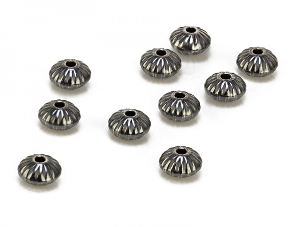 Sterling Silver Oxidised Corrugated Saucer Bead 4.5mm ~ Pack of 10