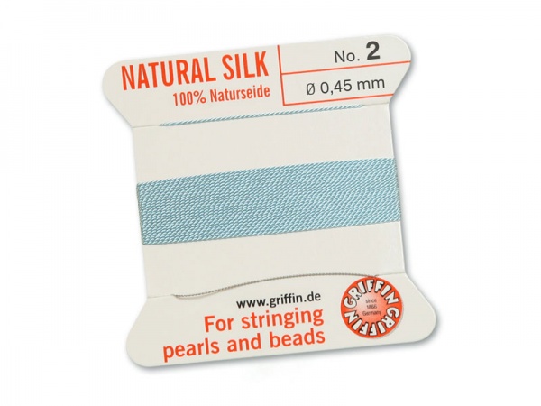 Griffin Silk Beading Thread & Needle ~ Size 2 ~ Light Blue