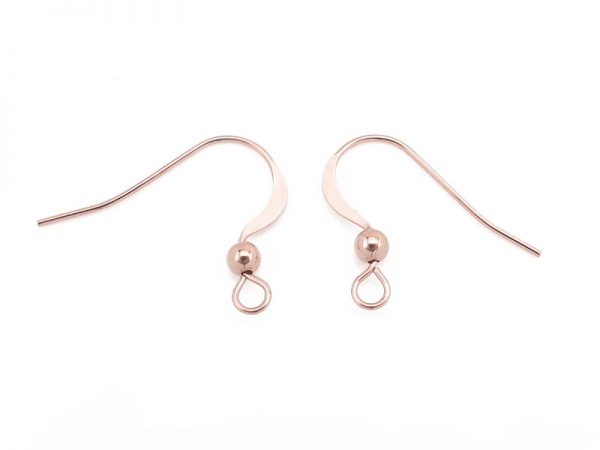 Rose Gold Filled Flat Ear Wire with Bead ~ PAIR