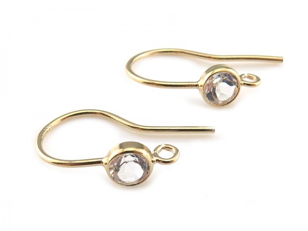Gold Filled White Topaz Ear Wire ~ PAIR