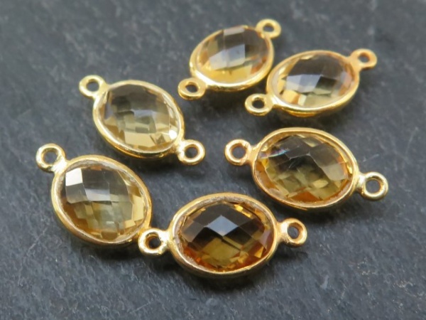 Gold Vermeil Citrine Oval Connector 15mm