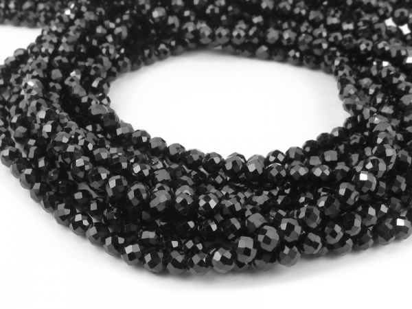 AAA Black Spinel Faceted Round Beads 3mm ~ 12.5'' Strand