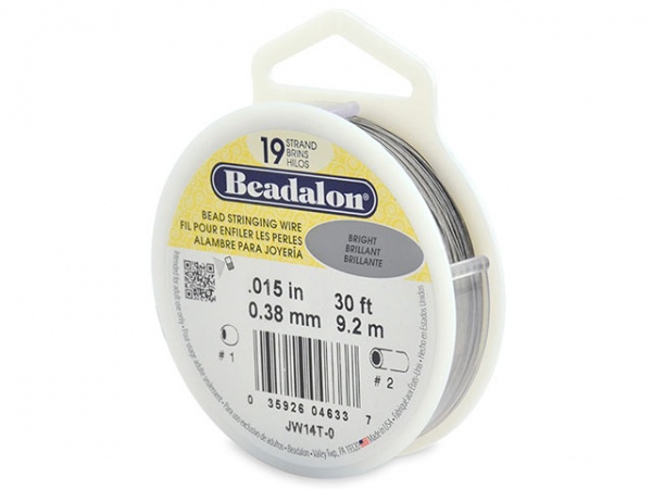 Beadalon 19 Strand Stringing Wire 0.015'' (0.38mm) - Bright - 30 ft
