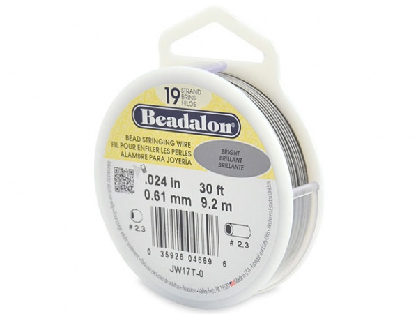 Beadalon 19 Strand Stringing Wire 0.024'' (0.61mm) - Bright - 30 ft