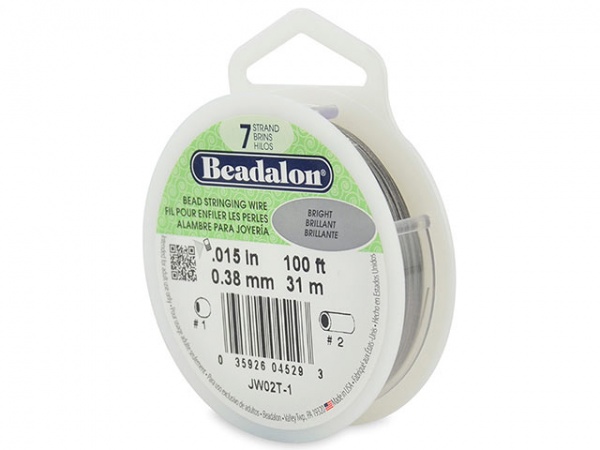 Beadalon 7 Strand Stringing Wire 0.015'' (0.38mm) - Bright - 100 Feet