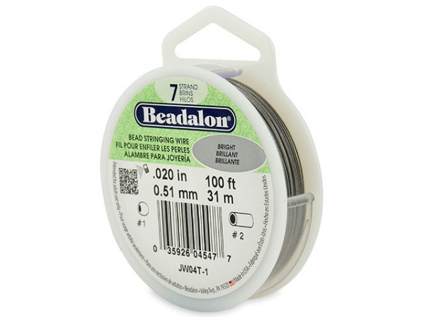 Beadalon 7 Strand Stringing Wire 0.020'' (0.51mm) - Bright - 100 Feet