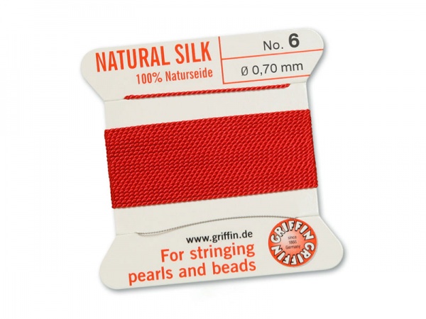 Griffin Silk Beading Thread & Needle ~ Size 6 ~ Red