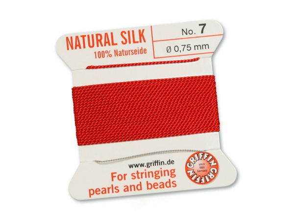 Griffin Silk Beading Thread & Needle ~ Size 7 ~ Red