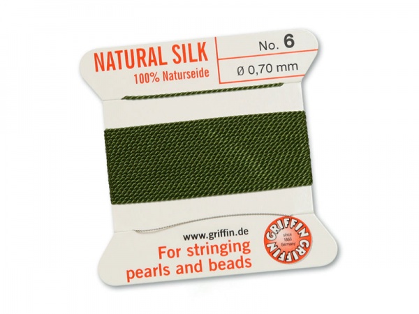 Griffin Silk Beading Thread & Needle ~ Size 6 ~ Olive