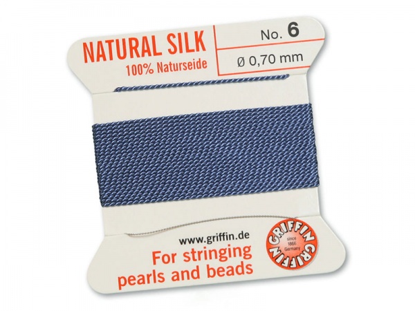 Griffin Silk Beading Thread & Needle ~ Size 6 ~ Blue
