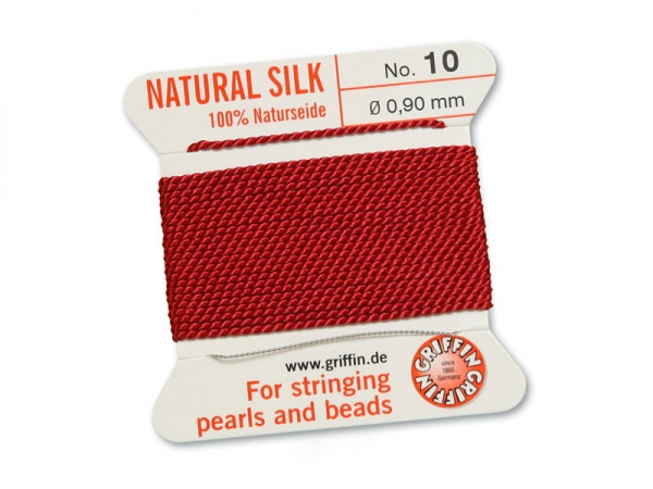 Griffin Silk Beading Thread & Needle ~ Size 10 ~ Garnet