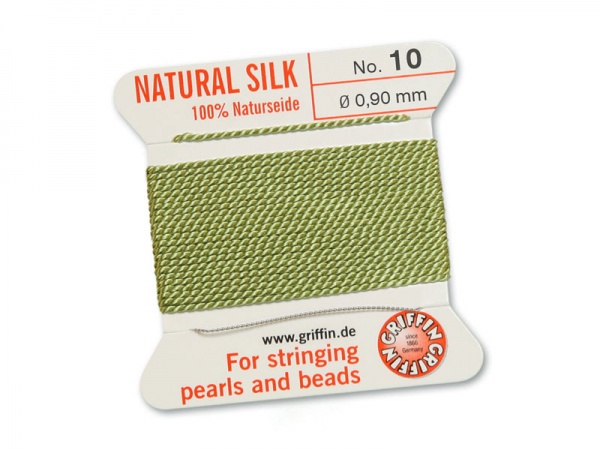 Griffin Silk Beading Thread & Needle ~ Size 10 ~ Jade Green