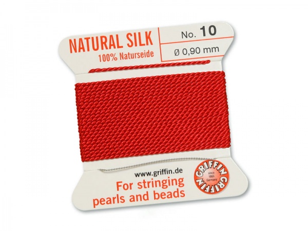 Griffin Silk Beading Thread & Needle ~ Size 10 ~ Red