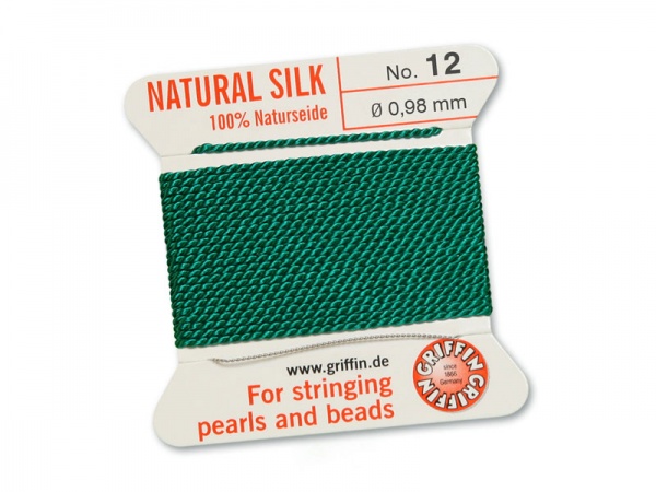 Griffin Silk Beading Thread & Needle ~ Size 12 ~ Green