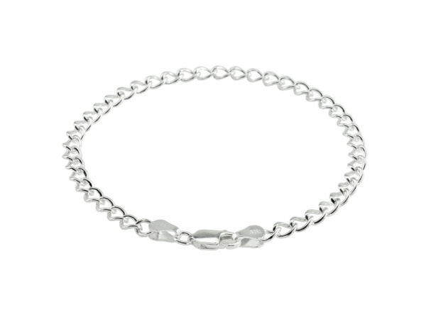 Sterling Silver Curb Chain Bracelet ~ 7''