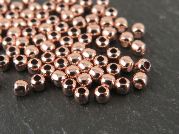 Rose Gold Vermeil Round Bead 2.2mm ~ Pack of 10