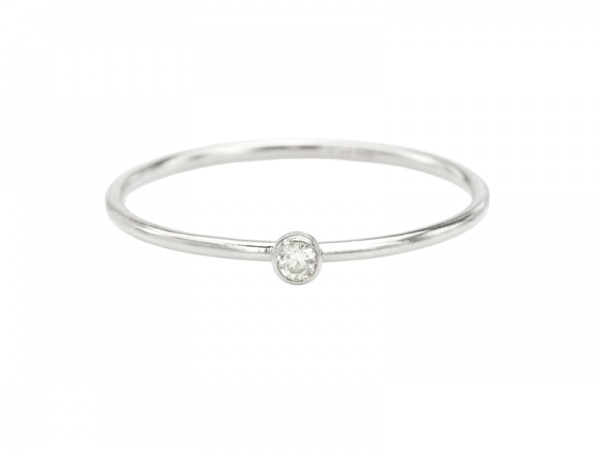 Sterling Silver Stacking Ring with CZ ~ Size J