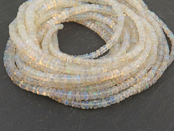 AA Ethiopian Opal Smooth Rondelle Beads 3-4mm ~ 16'' Strand