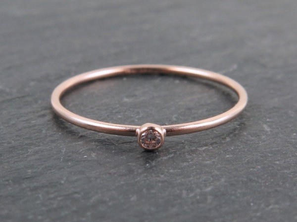 Rose Gold Filled Stacking Ring with CZ ~ Size J