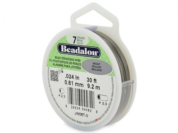 Beadalon 7 Strand Stringing Wire 0.024'' (0.61mm) - Bright - 30 Feet