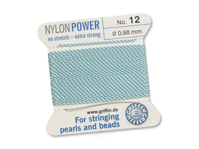 Griffin Nylon Power Beading Thread & Needle ~ Size 12 ~ Light Blue