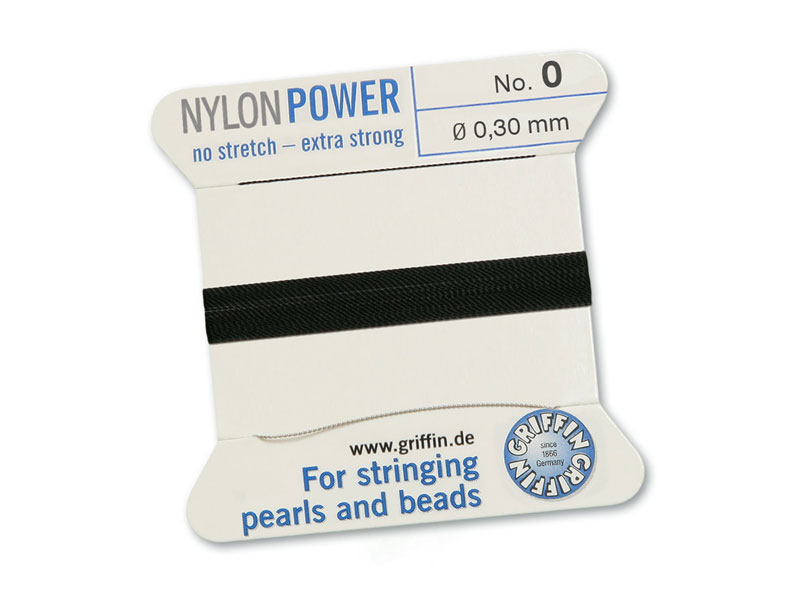 Griffin Nylon Power Beading Thread & Needle ~ Size 0 ~ Black